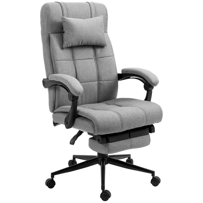 Swivel Task Chair Office Chair with Adjustable Height Retractable Footrest Headrest and Padded Armrest