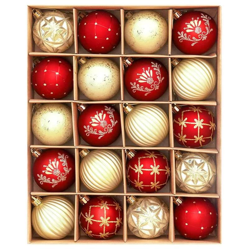 20PCS 2.36in Decorative Christmas Balls Ornaments for Xmas Tree Decor - N/A - Gold