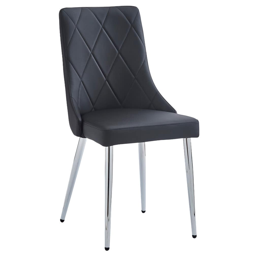 Contemporary Faux Leather and Metal Dining Chair, Set of 4
