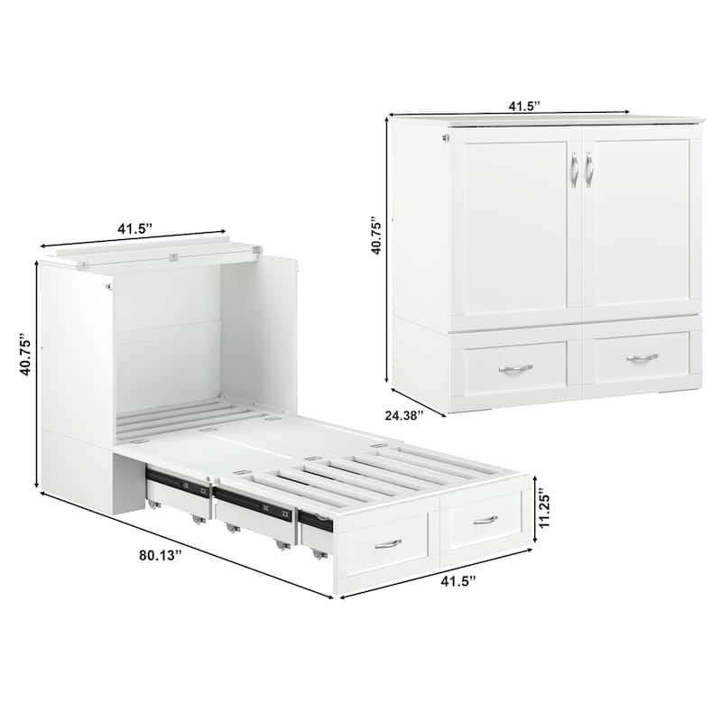 Hamilton Murphy Bed Chest with Mattress and Storage Drawer