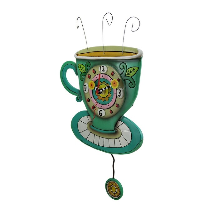 Shop Allen Designs Sunny Cup Of Coffee Pendulum Wall Clock 10 5