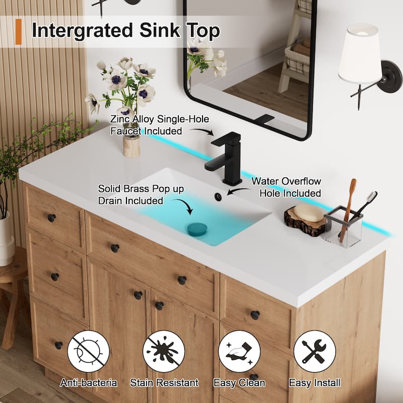 36"/48"/60"/72" Bathroom Vanity Set with Sink & Faucet