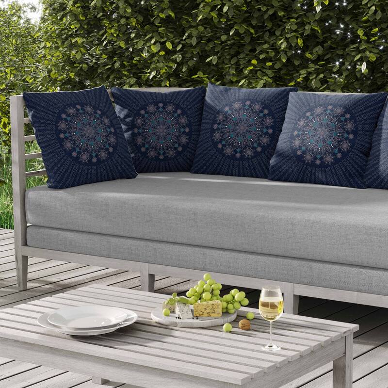 Wisteria Whirl Indoor/Outdoor Reversible Throw Pillow Blue and Lavender