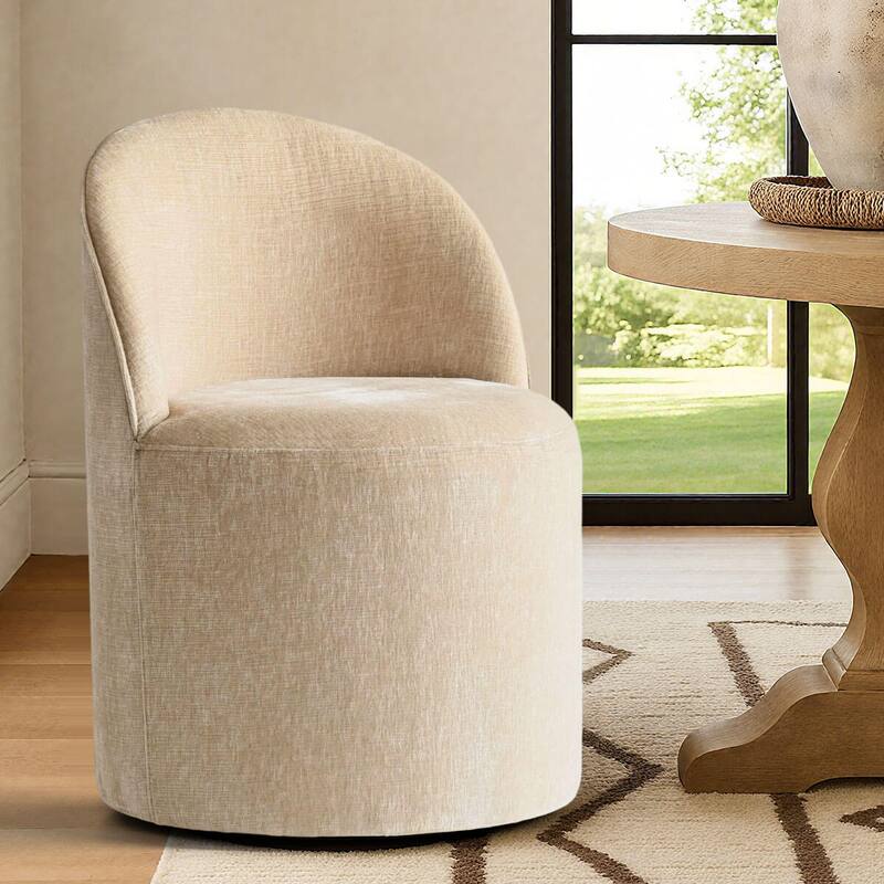 Chenille Upholstered Dining Chair with Castors (Set of 4)