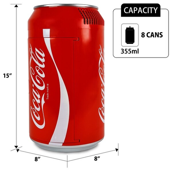 Coca-Cola 8 Can Portable Mini Fridge 12V DC 110V AC 5.4L Cooler