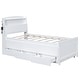 preview thumbnail 13 of 12, Twin Size Solid Pine Wood Platform Kids Bed Frame with LED Storage Headboard, Twin Size Trundle, 3-Drawers and Shelves, White