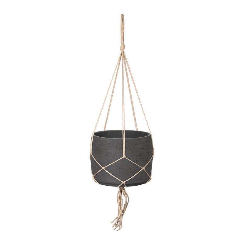 Last Chance 9" Hanging Pot With Netting, Charcoal Grey