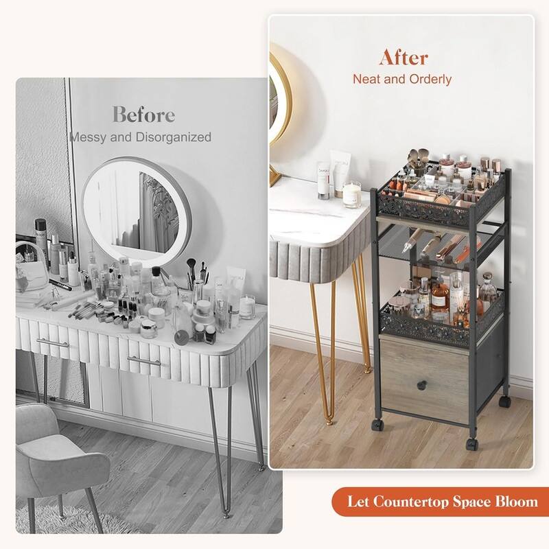 Makeup Organizer, Floor Skincare Organizers, Make Up Organizers - ‎12"D x 15"W x 31.5"H
