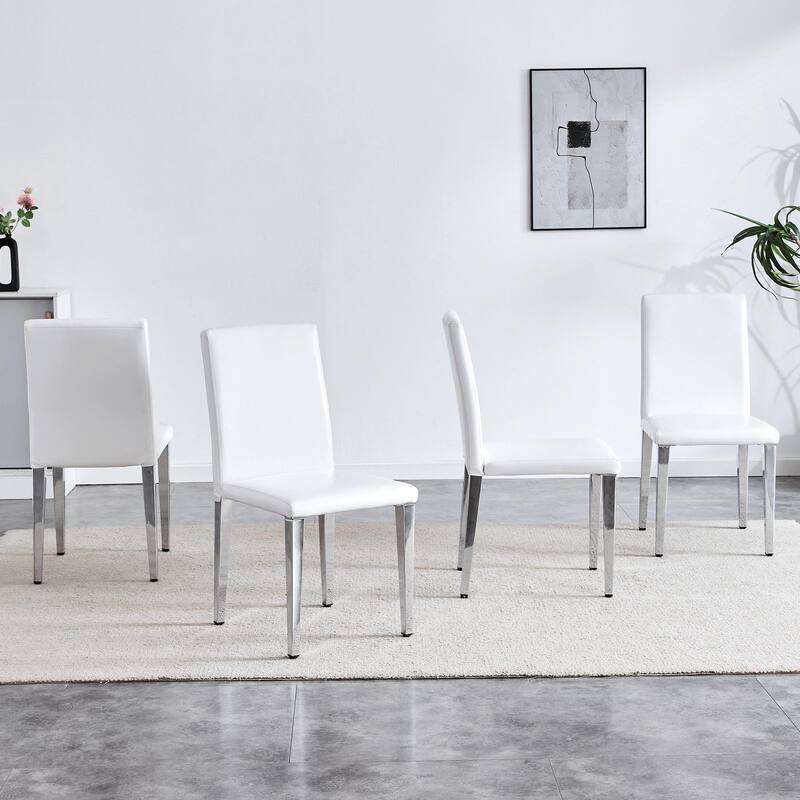 4Pcs PU Backrest Dining Chairs for Minimalist and Modern Home Styles