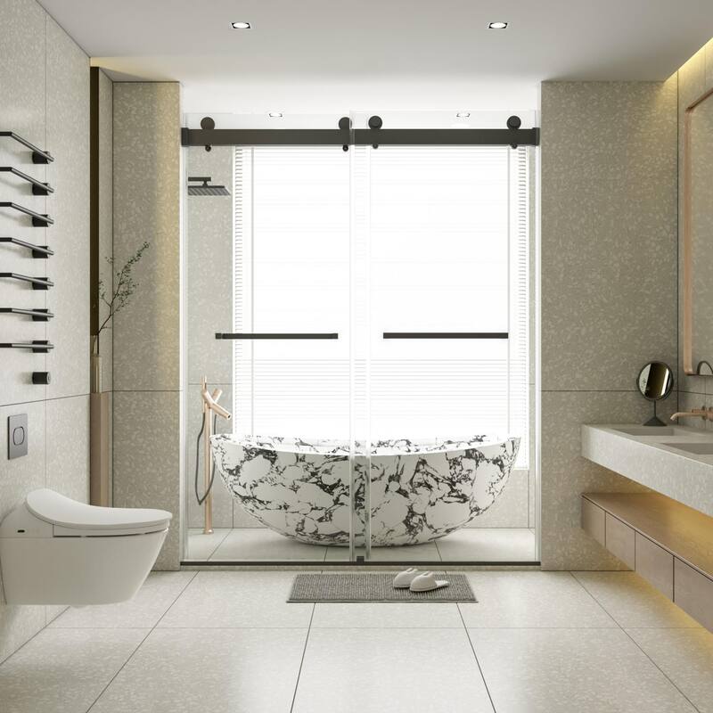 56-60"W x 76"H Frameless Double Sliding Shower Door