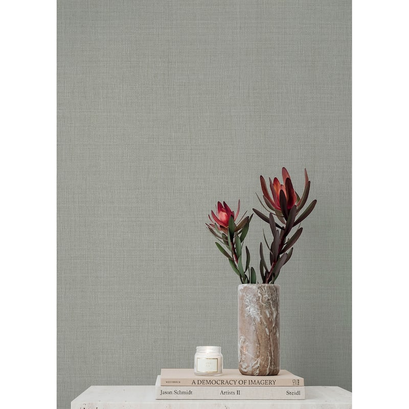 A-Street Prints Alba Grey Open Weave Wallpaper