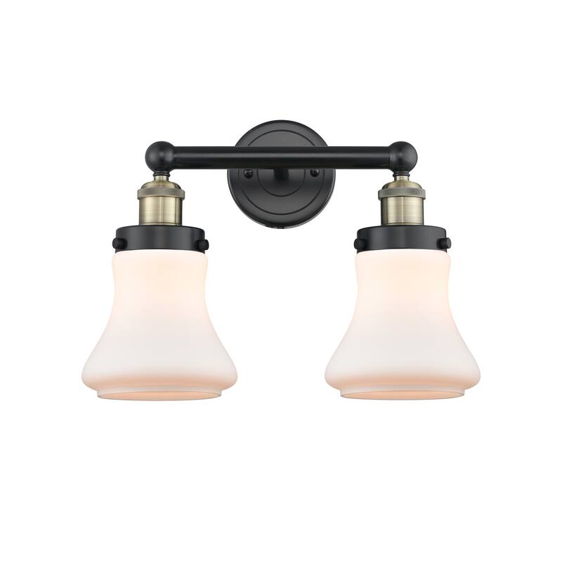 Innovations Lighting 616-2W-10-16 Bellmont Vanity Bellmont 2 Light 16" - Black Antique Brass / Matte White