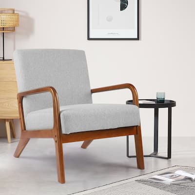 Mid-century Modern Accent Chair Solid Wood Armchair