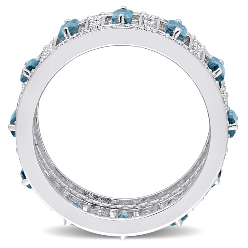 Miadora 3 4/5ct TGW London Blue Topaz White Topaz Ring Sterling Silver