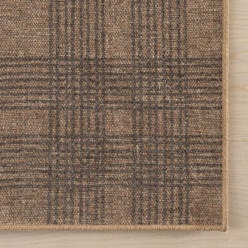 Nate Berkus Bedford Soft Plaid Washable Area Rug