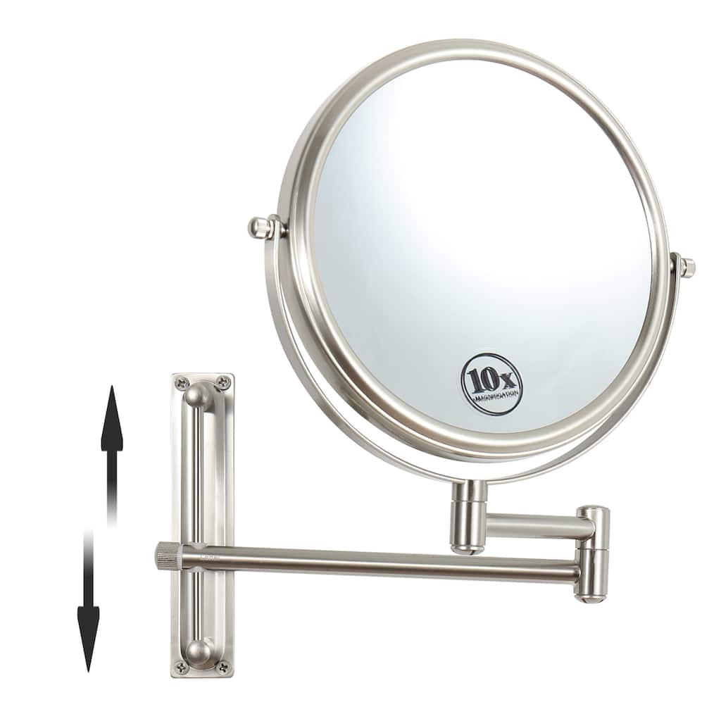 10x Magnifying Wall Mounted Mirror Finished Satin Nickel Finished