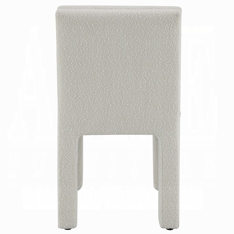 Side Dining Chair Set of 2, Plush White Boucle Seat, Tufted Backrest