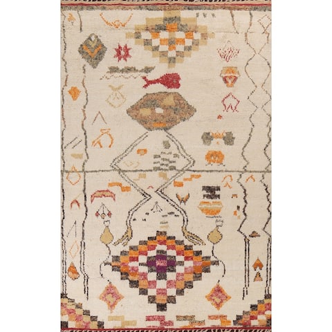 Tribal Moroccan Oriental Wool Area Rug Hand-knotted Dining Room Carpet - 7'11" x 10'11"