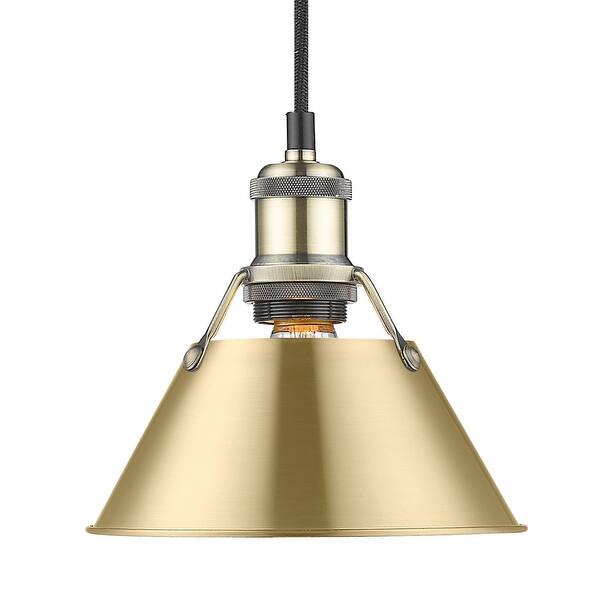 slide 2 of 2, Yep by Golden Lighting Orwell 1-light 8in Pendant in Aged Brass and Brushed Champagne Brass shade - Gold