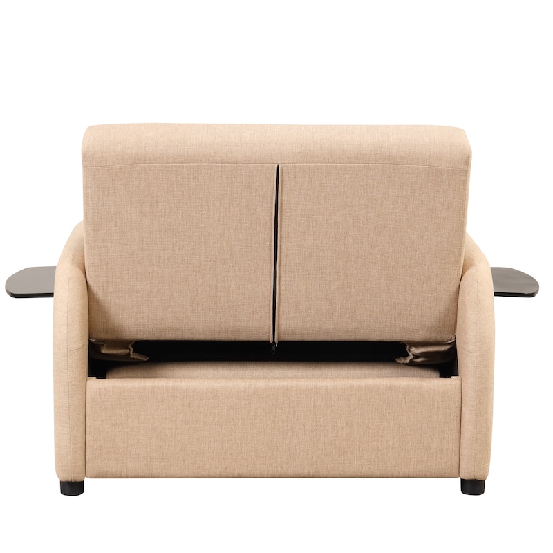 48.8"2-Seater Sleeper Sofa 3 in 1 with 2 Wing Table and USB Charge