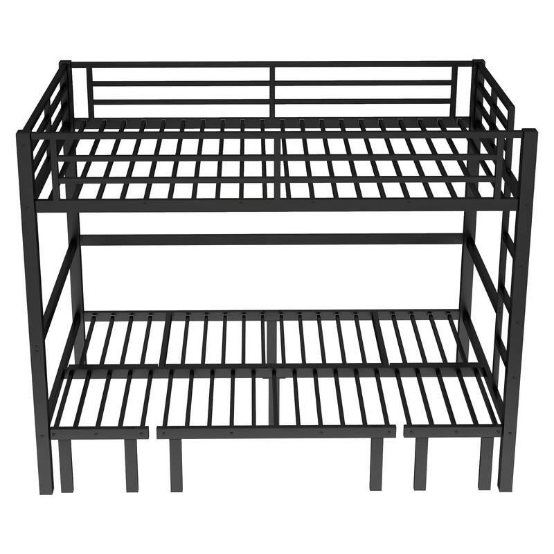 Pull-Out Metal Bunk Bed Set, Twin XL Over Twin XL Size with 3-Section Lower Bunk Extension