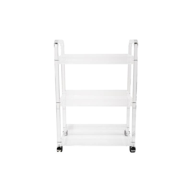 Clear Acrylic 3-Tier Bar Cart on Casters - 25.5"L x 15.75"W x 36.5"H - White