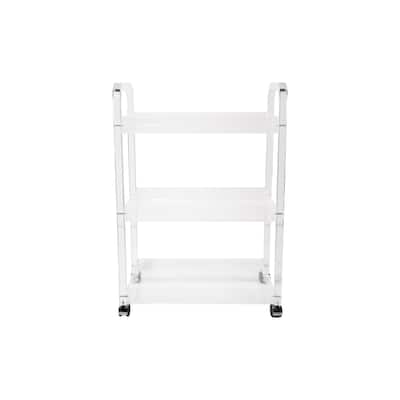 Clear Acrylic 3-Tier Bar Cart on Casters - 25.5"L x 15.75"W x 36.5"H