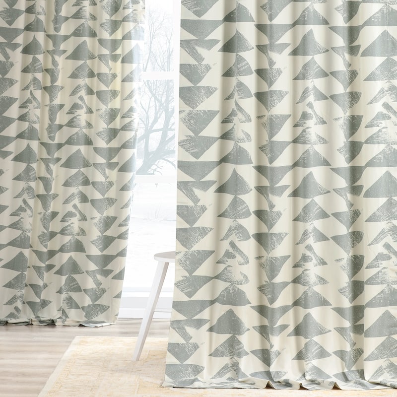 Exclusive Fabrics Triad Geometric Room Darkening Curtains Printed Cotton Twill Curtain (1 Panel)