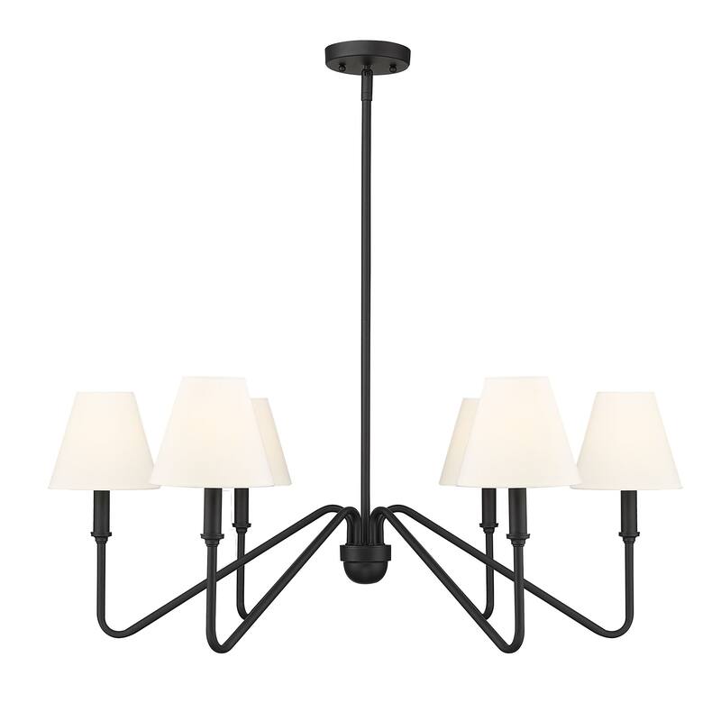 Kennedy 29.75" Wide 6-Light Chandelier - Natural Black with Ivory Linen