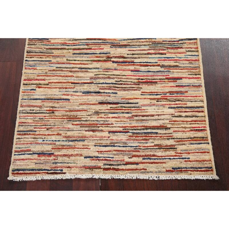 Striped Modern Gabbeh Kashkoli Oriental Area Rug Handmade Wool Carpet - 2'6" x 3'11"