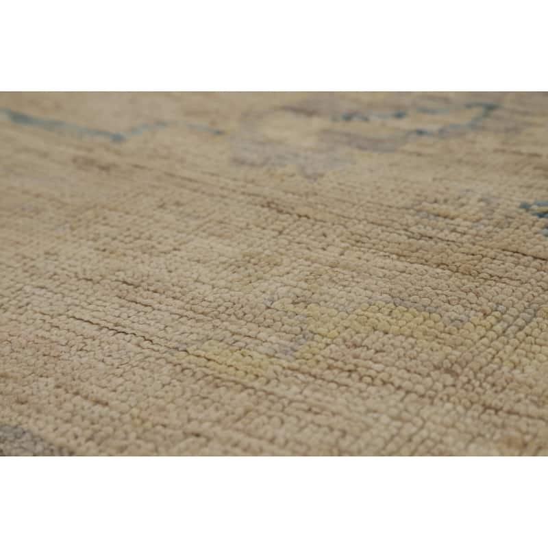 Hand Knotted Oriental 100% Wool Carpet Transitional All-Over Beige & Ivories Oushak Area Rug - 11' 9'' X 9' 0''
