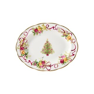 Royal Albert Old Country Roses Christmas Tree Oval Platter 13"