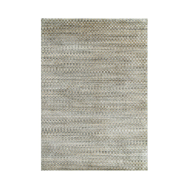 Hand Knotted Textured Gray Tibetan Wool Modern Oriental Area Rug - 5' 8'' x 8' 1''
