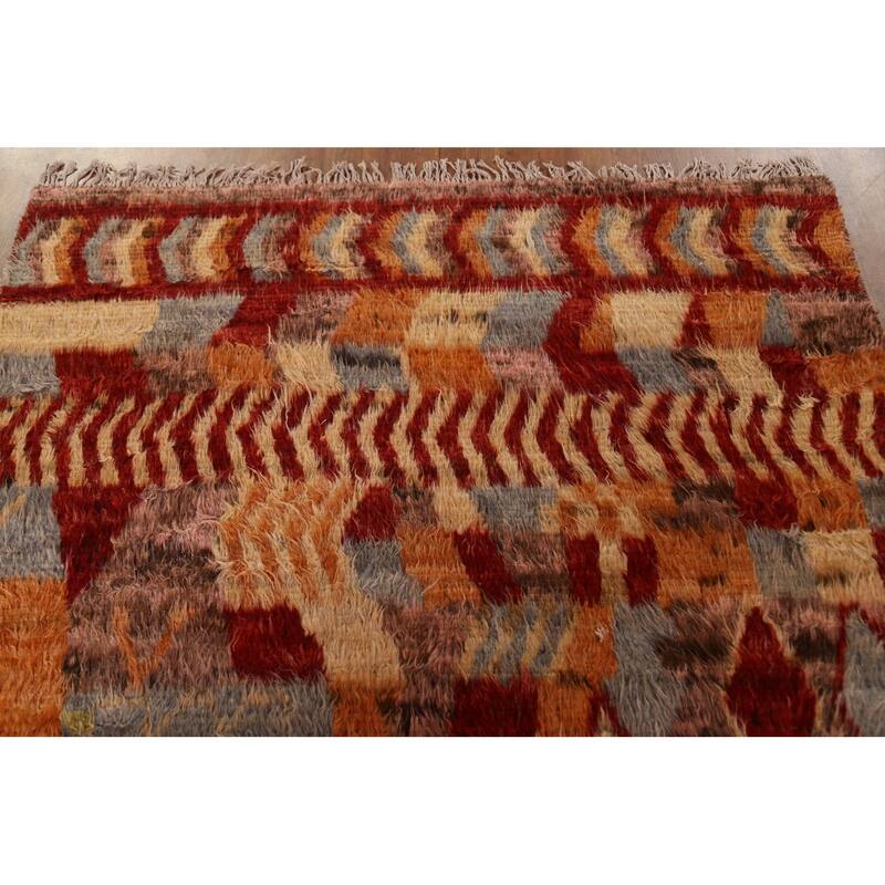 Hand Knotted Oriental 100% Wool Carpet Modern Tribal Pink Moroccan Area Rug - 7' 9'' X 5' 4''