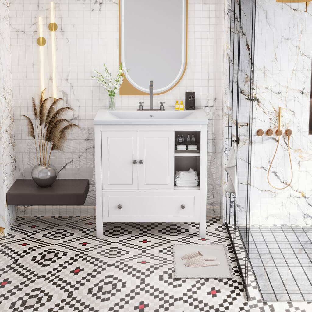 Bathroom Vanity with Sink, with Doors and Drawers