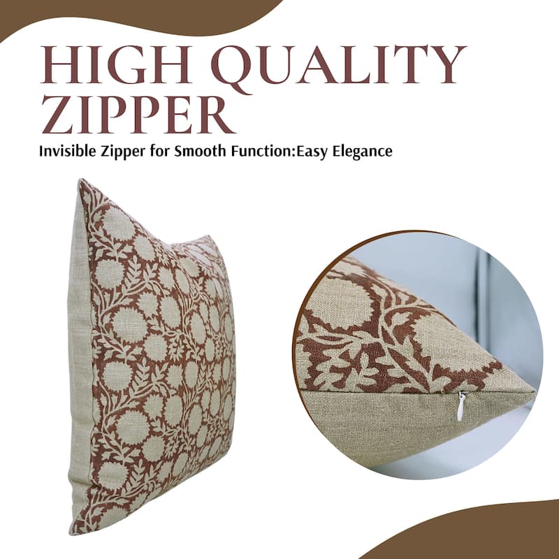 Linen Farmhouse Block print pillow Cover - Rajat