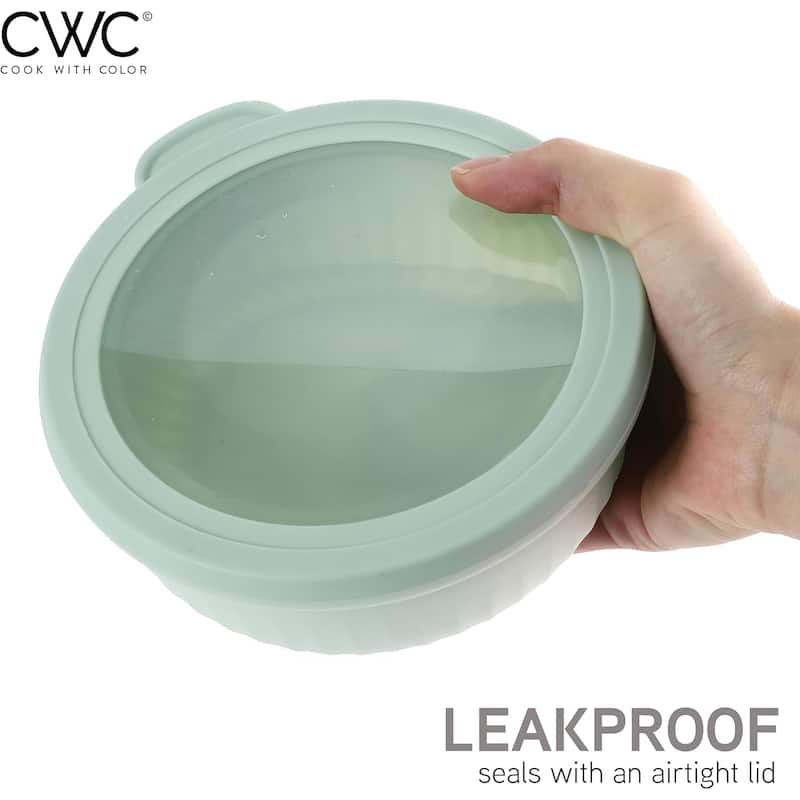 COOK WITH COLOR Prep Bowls with Lids- Wide and Deep Nesting Plastic Mixing Bowl Set with Lids 8 Piece Set, Black/White