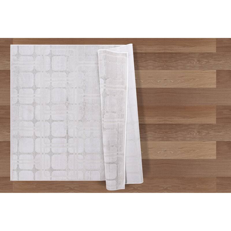Hypnos Collection Silver and Beige Abstract Geometric Area Rug