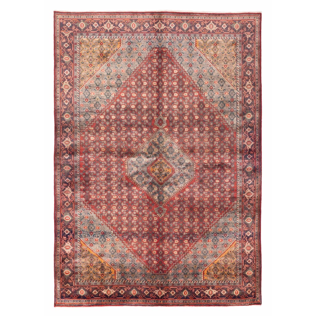 ECARPETGALLERY Hand-knotted Anatolian Vintage Dark Red Wool Rug - 6'9 x 9'5