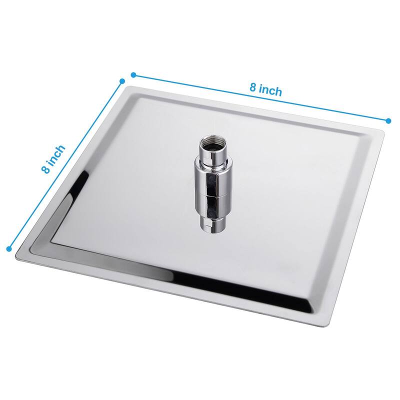 8/10/12/16 Inch Adjustable Rainfall Shower Head Wall-mounted Solid Square Ultra Thin 304 Stainless Steel