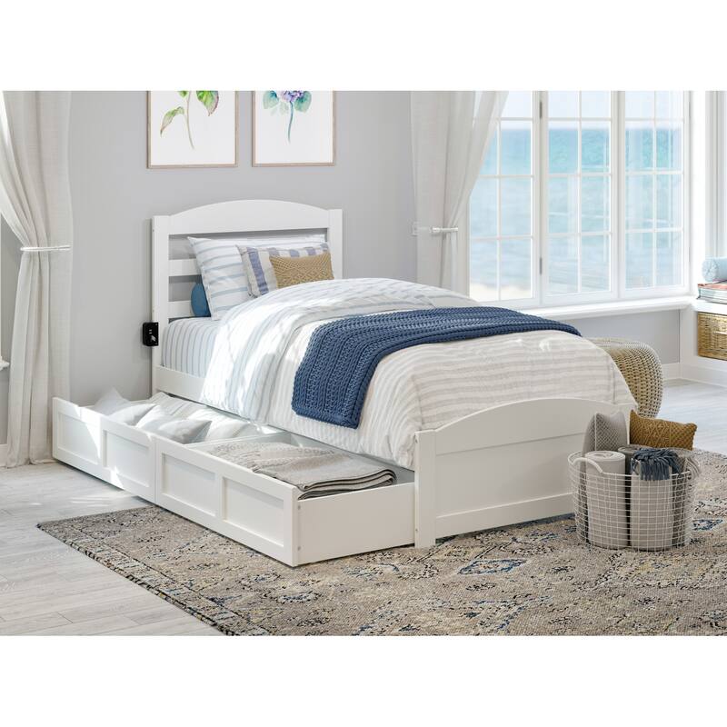 Warren Platform Bed with Footboard and 2 Storage Drawers - White - Twin XL
