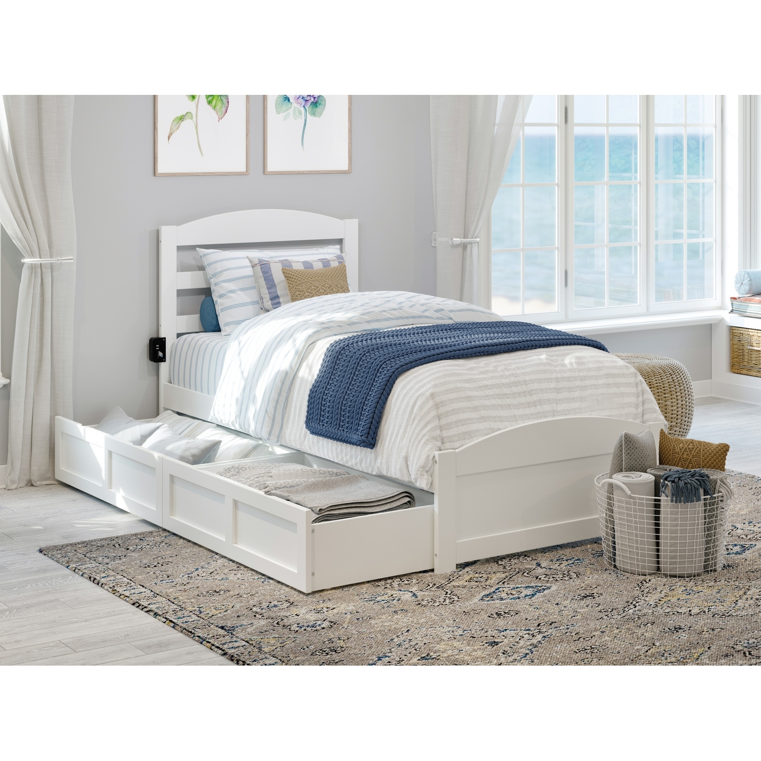 Warren Platform Bed with Footboard and 2 Storage Drawers
