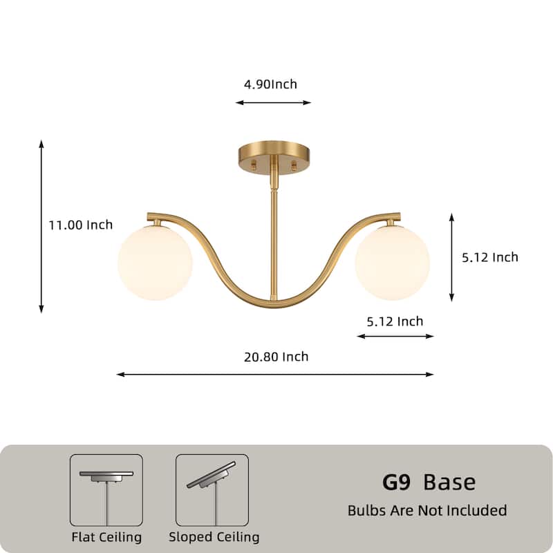 Acroma Modern Dimmable Glass Semi Flush Mount Ceiling Lighting