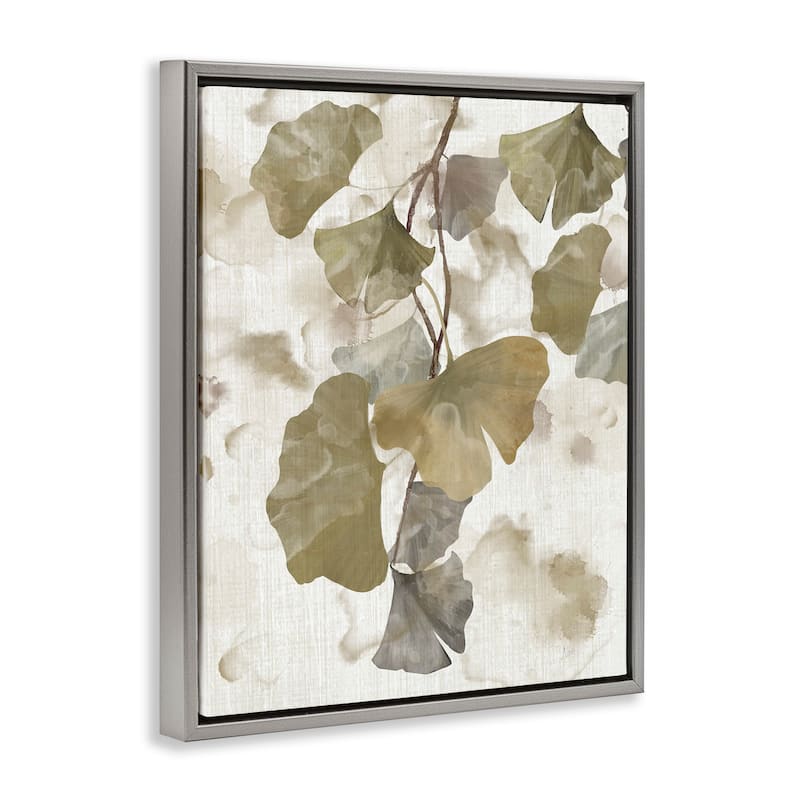 Stupell Rustic Ginkgo Leaves Framed Floater Canvas Wall Art Design by Nan