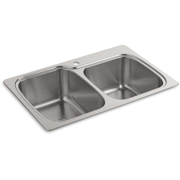 Kohler K 75791 1 Verse 33 Double Basin Drop In Or Undermount Stainless Steel Kitchen Sink With Silentshield Stainless Steel