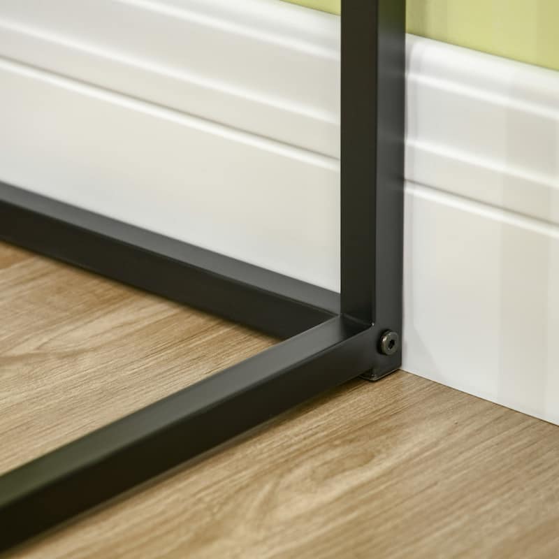 HOMCOM Corner Computer Desk with Steel Frame for Small Spaces, Writing Desk for Workstation