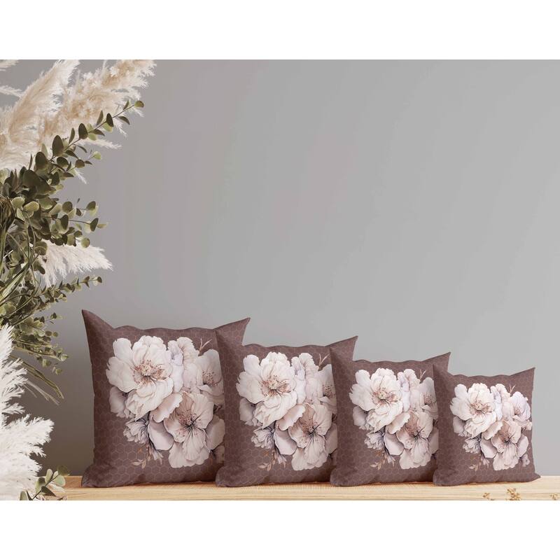 Magnolia Majesty Indoor/Outdoor Reversible Throw Pillow Deep and Taupe