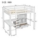 preview thumbnail 8 of 11, White Full Size Wood Loft Wood Bed with Desk, Storage shelves and Drawers, Built-in Ladder, High Loft Bed with Desk, Guardrails
