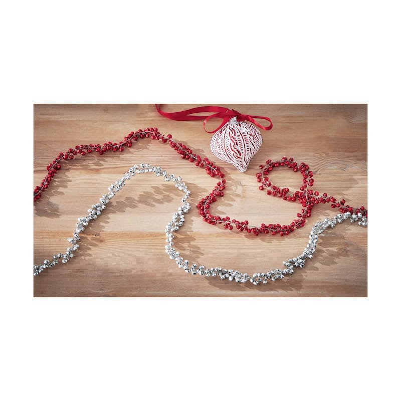 Jingle Bell Red Garland 72in Holiday Decor for Christmas Tree Banners and Garlands Dust Clean Iron