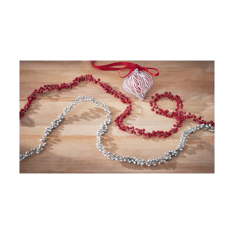 Jingle Bell Silver Garland Decorative Wall Hanging for Holiday Decor 72in x 0.5in Perfect for Christmas Celebrations